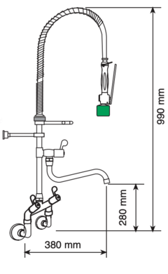 CJ MISTURADOR PRE LAVAGEM PAREDE DUPLO COMANDO C/ BICA MOVEL R824 011/2 6267010 INDUSTRIAL ITALY KITCHEN - comprar online