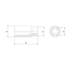 SOQUETE SEXTAVADO LONGO 1/2  15MM 44802/115  TRAMONTINA