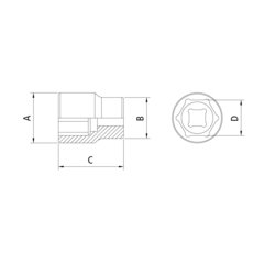 SOQUETE SEXTAVADO 1/4" - 1/2" 44806/109  TRAMONTINA