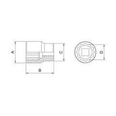 SOQUETE ESTRIADO 3/8 18MM 44818/118  TRAMONTINA