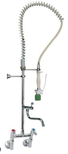 CJ MISTURADOR PRE LAVAGEM PAREDE DUPLO COMANDO C/ BICA MOVEL R824 011/2 6267010 INDUSTRIAL ITALY KITCHEN