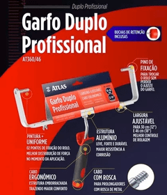 SUPORTE/GARFO DUPLO PROF ATLAS P/ROLO 46 CM AT360 C/ BUCHA - comprar online