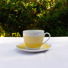 Set: Taza de té amarilla con plato - comprar online