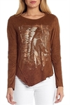 T-SHIRT FEMININA M/L COMFORT WESTERN MARROM REF.4484-0318-1