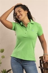 POLO FEMININA M/C CLÁSSICA VERDE/AZUL -cod:838 - comprar online