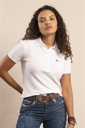 POLO FEMININA M/C CLÁSSICA BRANCO/PINK -cod:12826 - comprar online