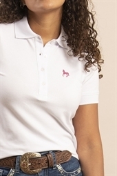 POLO FEMININA M/C CLÁSSICA BRANCO/PINK -cod:12826