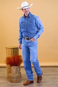 CAMISA M/L REGULAR WESTERN JEANS MEDIUM WASH-cod:8510 - comprar online