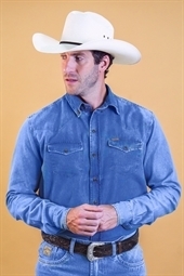 CAMISA M/L REGULAR WESTERN JEANS MEDIUM WASH-cod:8510