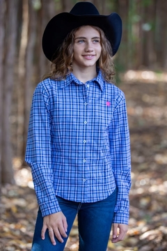 Camisa Chess Azul/rosa