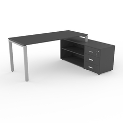 RIVA Puesto Simple con Credenza Aluminio - Escala1en1