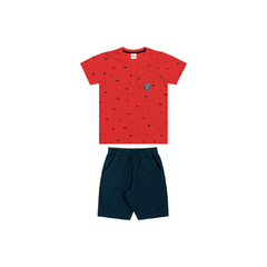 Conjunto Infantil Menino Vermelho Camiseta e Bermuda Elian - Ref: 241148 - comprar online