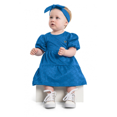 Vestido e Faixa Infantil Azul em Malha Laise Quimby - Ref: 29705_184252 - comprar online