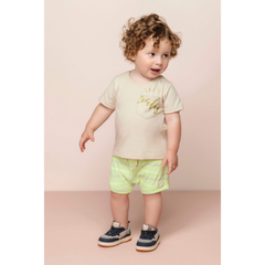 Conjunto Infantil Menino Bege Camiseta e Bermuda Colorittá - Ref: 70020_2023