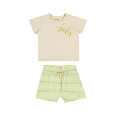 Conjunto Infantil Menino Bege Camiseta e Bermuda Colorittá - Ref: 70020_2023 - comprar online