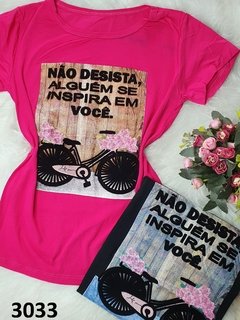 Blusinha T-Shirt Viscolycra Flocada Não Desista (BTV3033)