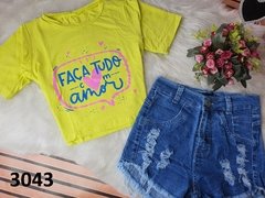 Blusa Cropped Viscolycra Faço Tudo com Amor (BTV3043)