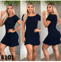 Vestido Feminino Canelado Canoa Babado (VCC4101) na internet