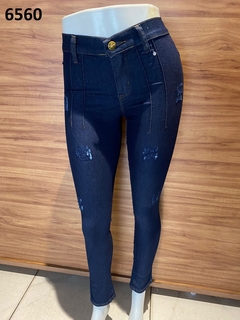 Calça Jeans 36 e 38 Vinco Frontal com Puidos (CJ6560)