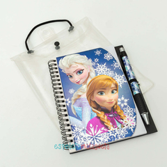 Caderninho sem pauta com caneta e capinha Frozen Disney