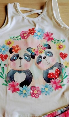 Conjunto camiseta e saia-shorts Panda Mon Sucré na internet