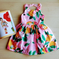 Vestido Frutas e Flores Tropicais rosa laranjinhas Mon Sucré - comprar online