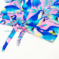 Conjunto cropped e calça jogger arara azul tropical birds Mon Sucré verão - loja online