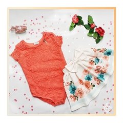 Conjunto saia e body coral Infanti