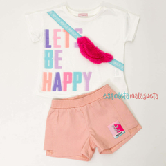 Conjunto Let Be Happy manga curta Mon Sucré outono-inverno