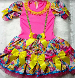 Vestido caipira infantil luxo Claudete São João Festa Junina - Espoleta Malagueta