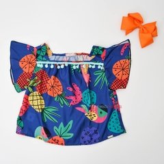 Conjunto bata abacaxi e saia jeans Mon Sucré - comprar online