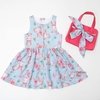 Vestido infantil coelhinhos com bolsinha de couro pink Mon Sucré