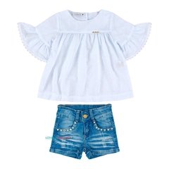 Conjunto Mon bata branca e shorts jeans Ser Garota - comprar online