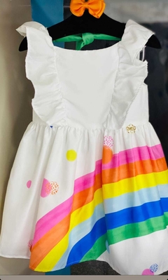 Vestido infantil branco arco-íris Mon Sucré verão