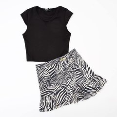 Conjunto cropped e saia animal print Vic & Vicky 14 anos - comprar online