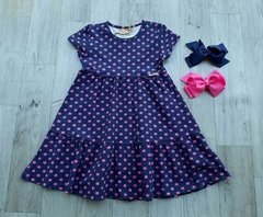 Vestido azul com bolinhas pink Infanti - comprar online