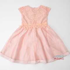 Vestido Renda Pêssego Infanti 8 anos - loja online