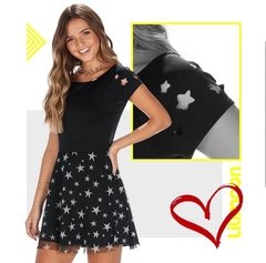 Vestido estrelas ombro Lillimoon