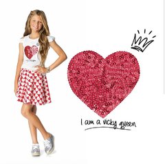 Conjunto I am a vicky queen corações vermelhos Vic& Vicky 12 anos