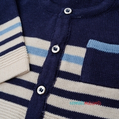 Saída de maternidade tricot Miguel MFC azul/creme - loja online