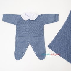 Saída de Maternidade tricot Antonio MFC azul mescla - loja online