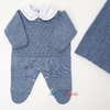 Saída de Maternidade tricot Antonio MFC azul mescla