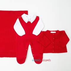 Saída de maternidade tricot Davi MFC vermelho