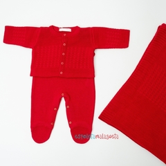 Saída de maternidade tricot Davi MFC vermelho na internet