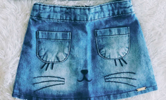 Saia jeans gatinha com bolsos Mon Sucré - Espoleta Malagueta