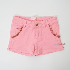 Shorts Pituchinhus rosa com strass lateral