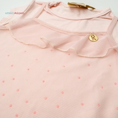 Blusa Kukiê rosa antigo com sobreposição em tule - comprar online