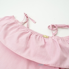 Vestido ombro a ombro rosa listrinhas Vic&Vicky - comprar online