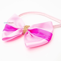 Tiara rosa e pink laço em pé com strass Delicat - comprar online