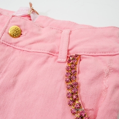 Shorts Pituchinhus rosa com strass lateral - comprar online